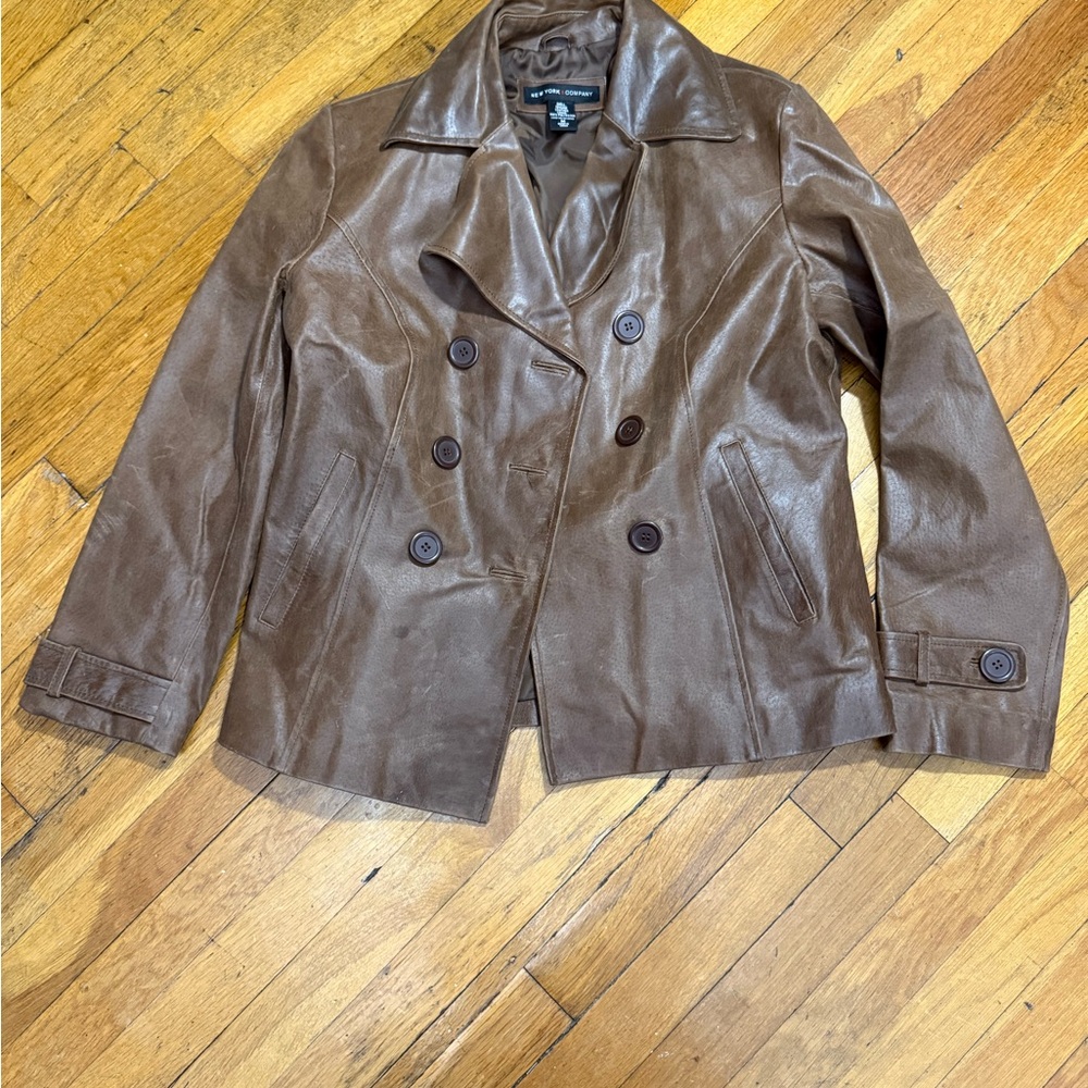 New York & Company Brown Pea Coat